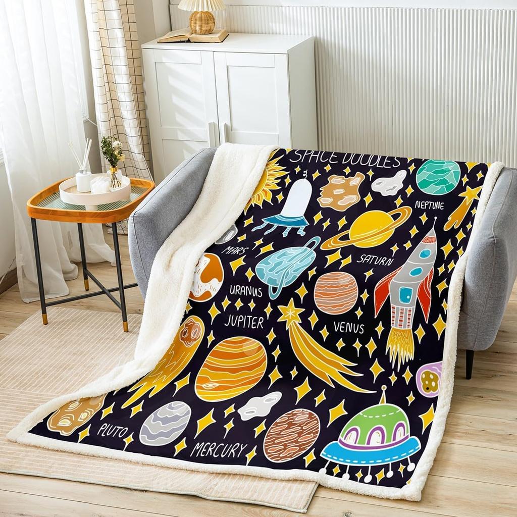 Counting Numbers Educational Blanket Soft Sherpa Throw Learning Tool for Kids Math Practice Bedroom Nursery Decor