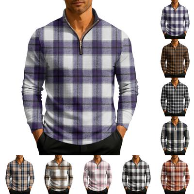Heren Gebreide Kwartrits Opstaande Kraag Pullover