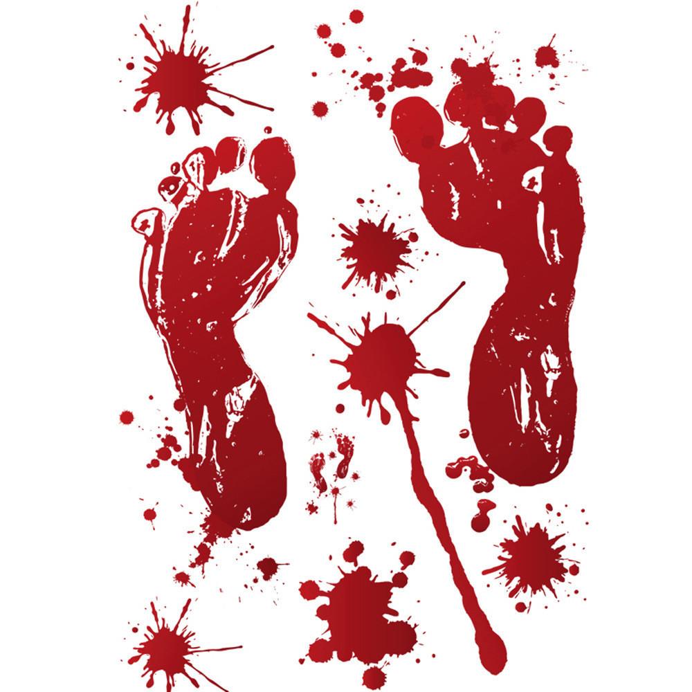 1sheet Halloween Decorations Window Stickers Terror Bloody Handprint Footprint  Halloween Party Wall Decal Stickers Props