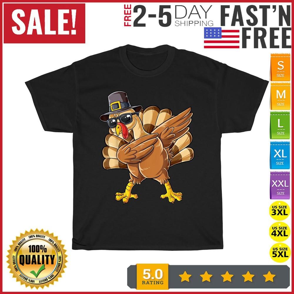 Dabbing Turkey Thanksgiving Day Pilgrim Boys Girls Funny Dab T Shirt Men Women