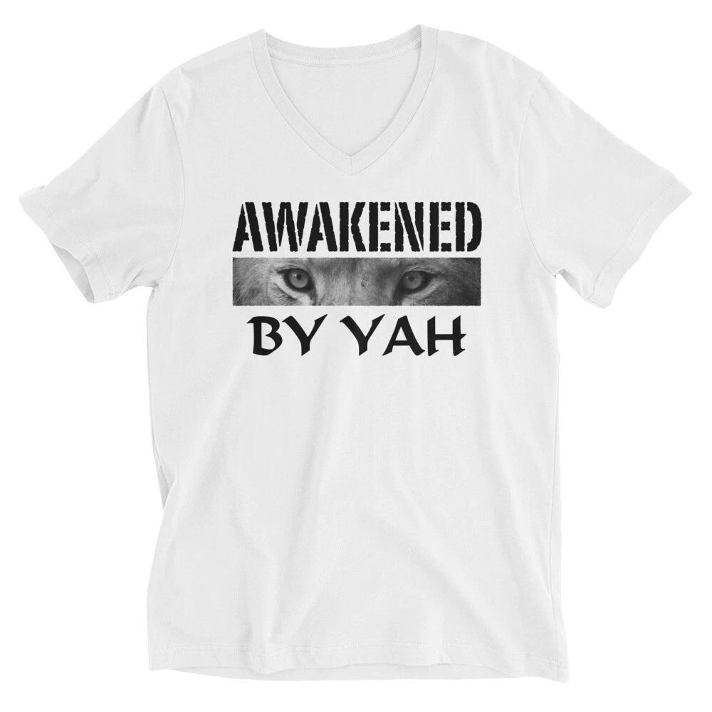 Lion Eyes Awakened by Yah Hebrew Israelite Clothing Unisex V-Neck T-Shirt M