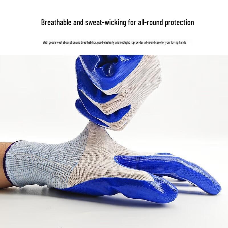 Ramie Fiber Anti-Slip Work Gloves, 12 Pairs