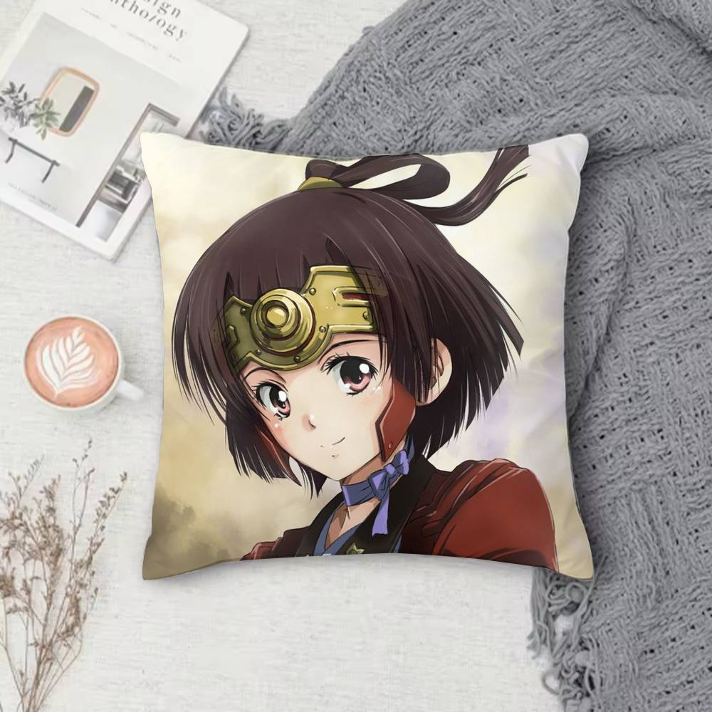 K-Kabaneri Of The Iron Fortress Double-Sided Printed Square Decorative Cushion Cover For Sofa Living Room Home Decor