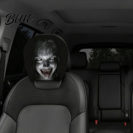 Removable Headrest Cover Ghost Face Car Covers Scary Seat Adjustable Protector Universal Stretchy Accessory for Most Cars