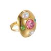 18K Gold Geometric Oval Zircon Open Ring - European & American Retro Style