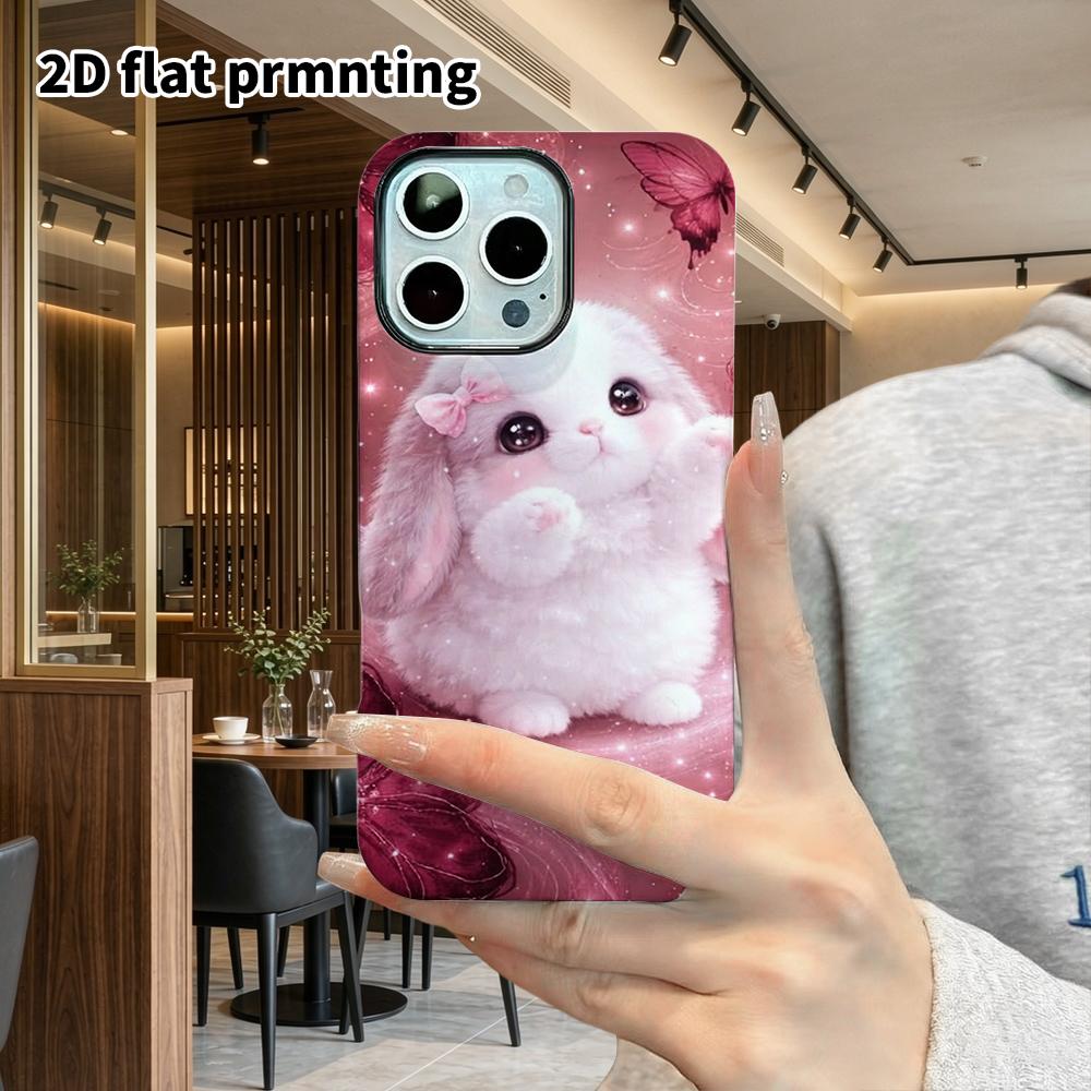 Phone Case: 2D Flat Design Suitable for iPhone 18, 17, 16, 15, 14, 13 Pro Film Protective Case, Couple Style, Lop-eared Bunny, Christmas and Halloween