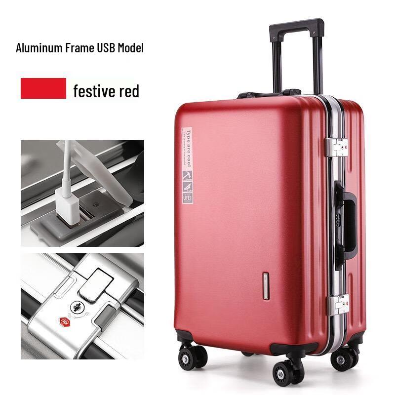 

OIMG Unisex 22-inch Festive Red Trolley Suitcase