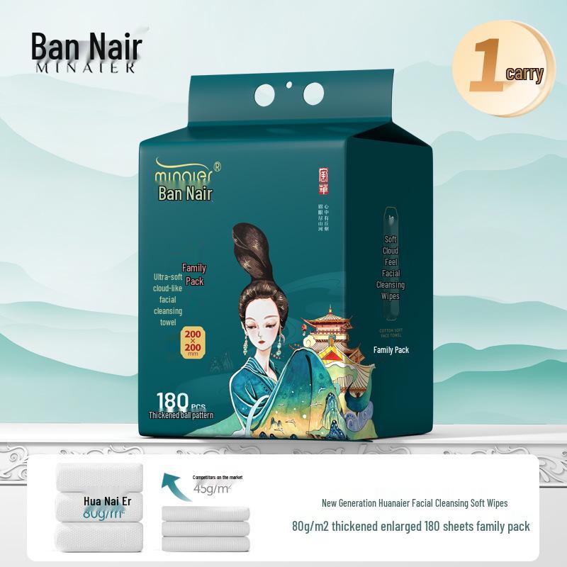 Mi Na Er Family Pack Face Wash Towel - Wall-Mounted, Hanging, Disposable, Large Roll for Home Use 20*20cm