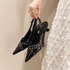 Summer New Women Sexy Party Punk Goth Pointed Toe High Heel Shoes Woman Leather Pu Footwear Buckle Strap Sandals