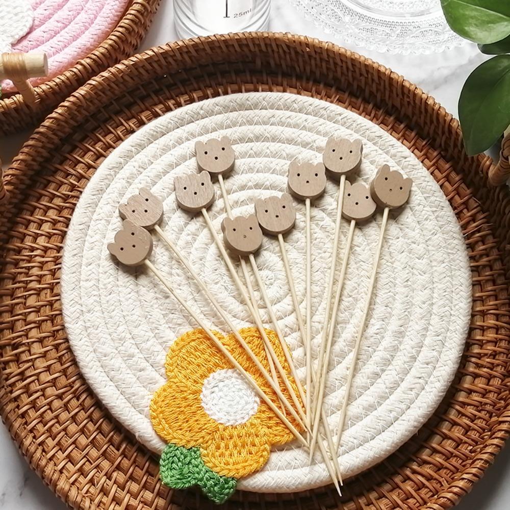 

100pcs Durable Skewers Smooth Exterior Toothpicks Multifunctional Bear Bamboo Sticks Kids