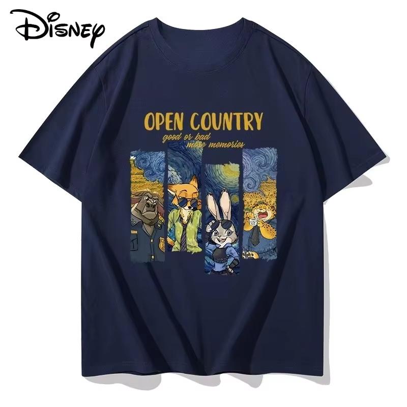 

Летняя футболка Disney Зверополис с принтом, из чистого хлопка, модная, свободная, повседневная, дышащая, с коротким рукавом, унисекс 3XL