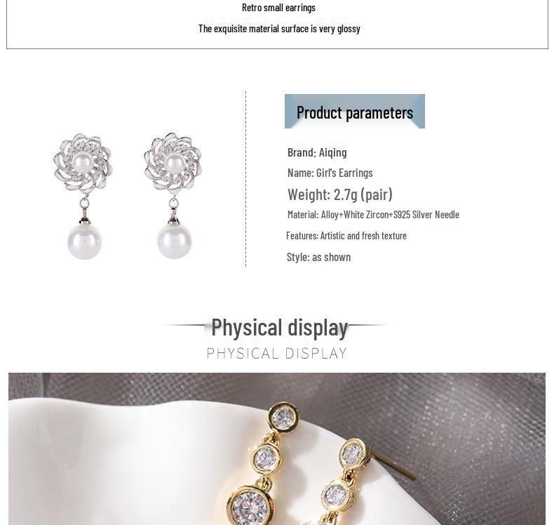 925 Sterling Silver Korean Style KT Cat Sparkling Dangle Stud Earrings for Women