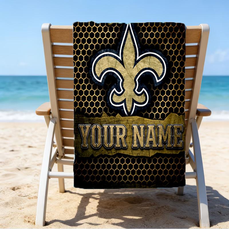 Custom Name Beach Towel Believe Saint Beach Towel, Soft Microfiber, Gift for Her/Him, Birthday, for Pool, Beach, Travel, Fan gifts