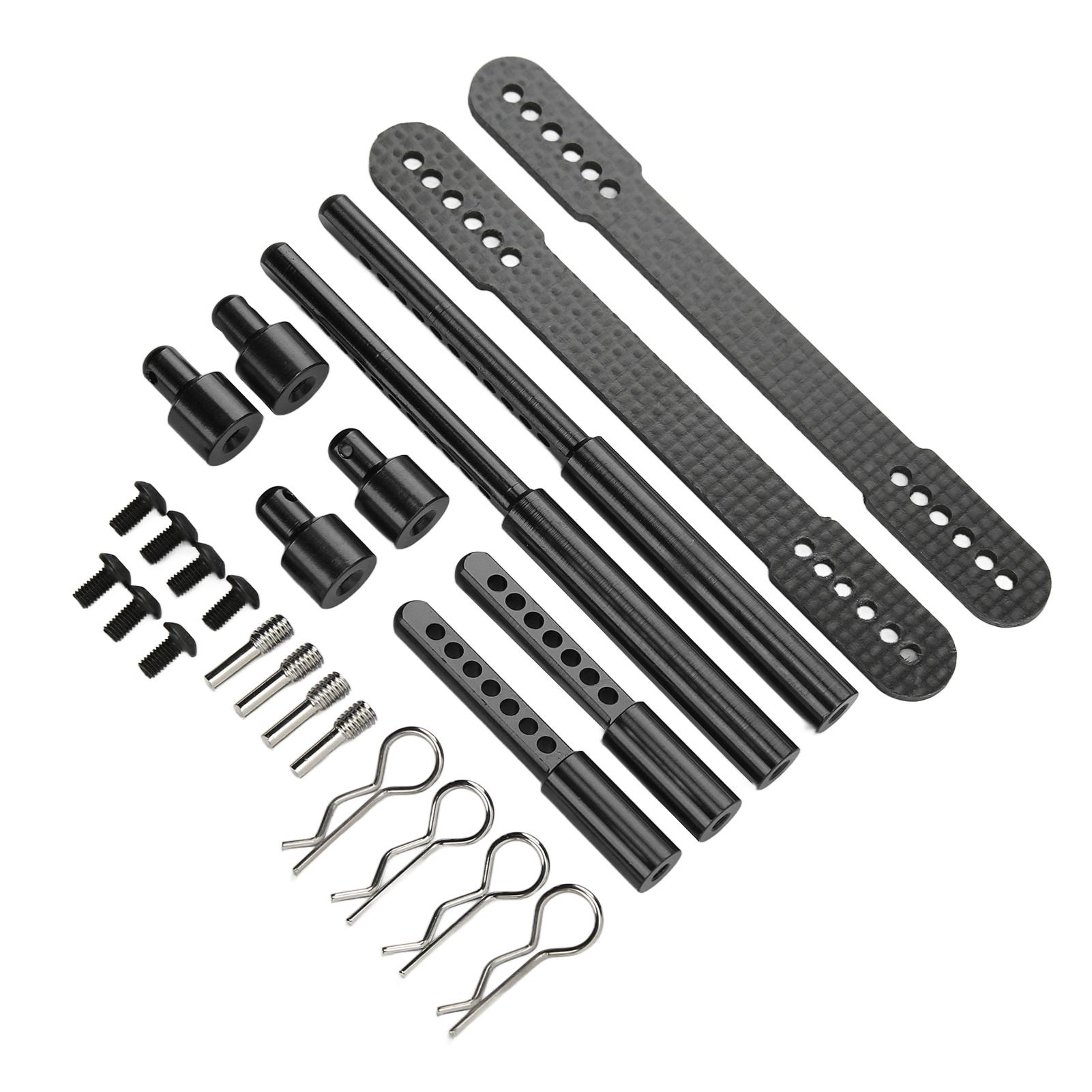 

RC Shell Columns Front Rear Aluminum Alloy Carbon Fiber Car Body Mount Post for Axial SCX10 90046 90047 1 10 RC CarBlack чорний