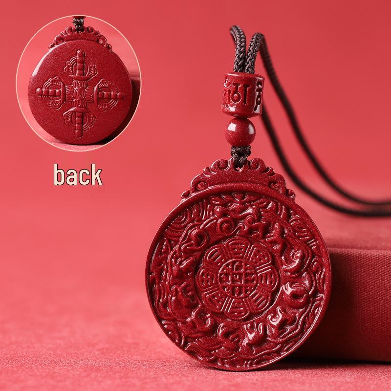 Nine Palaces Cinnabar Bagua Pendant - Purple Gold Sand Men's & Women's Necklace