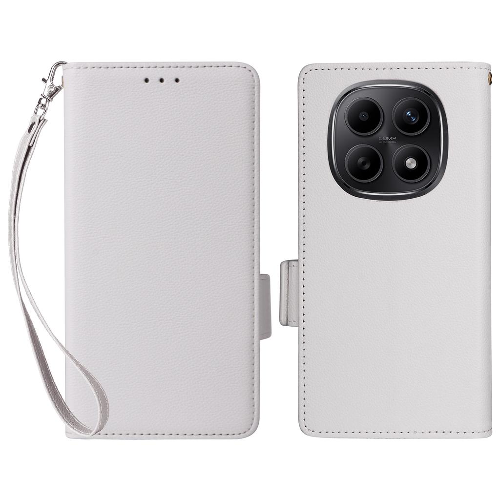 For Xiaomi Poco M8 5G/Redmi Note 15 5G (Global)/Note 15 4G (Global) Case Litchi Texture Wallet Leather Phone Cover with Wrist Strap
