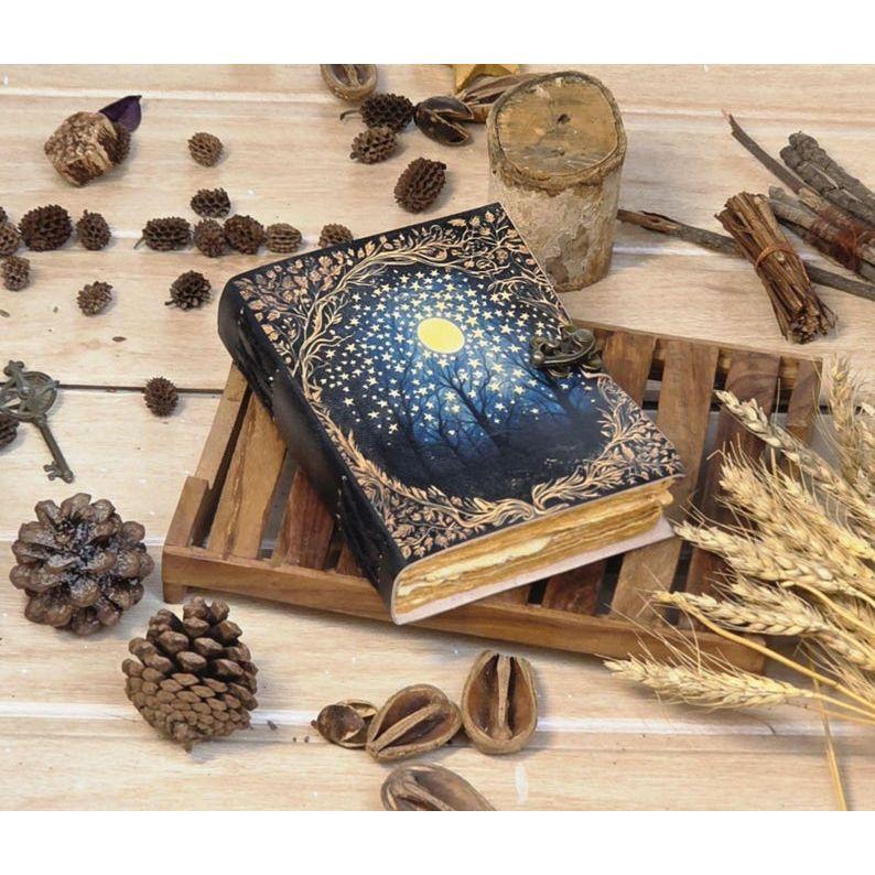 Tree of Life Leather Grimoire Journal: Antique Deckle Edge Paper