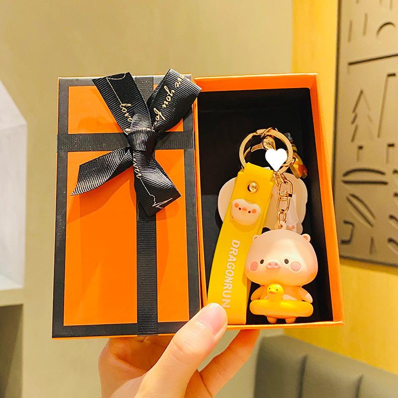 Cute Pig Keychain for Women: Couple Backpack Pendant & Electric Car Charm