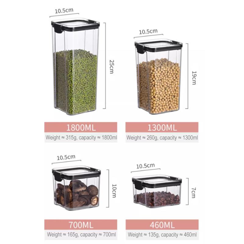 Sealed Jar Kitchen Grain Jar Storage Jar Tea Nuts Moisture Resistant Fresh Box Food Grade Transparent Storage Jar