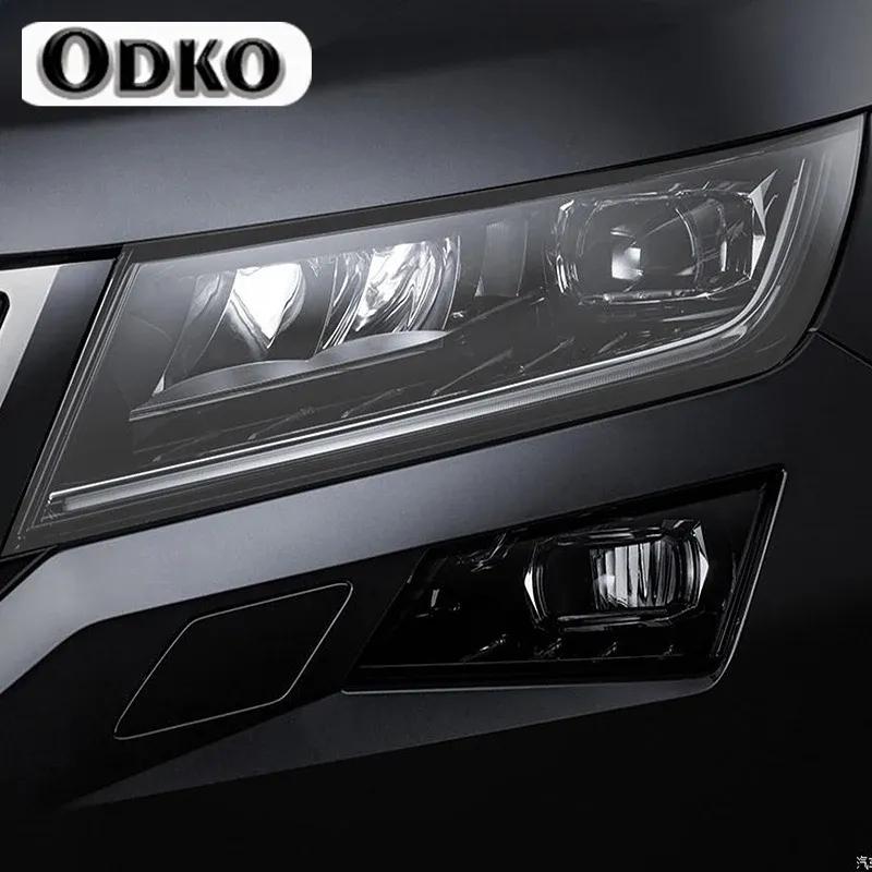 2 Pcs Car Headlight Protective Film Front Light Transparent Smoked Black TPU Sticker For Skoda Kodiaq 2016-On RS Accessories