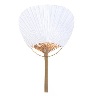 Lightweight Handheld Paper Fan for DIY Crafts Blank Paper Bamboo Handle Fan for Children's Hand Painting Foldable