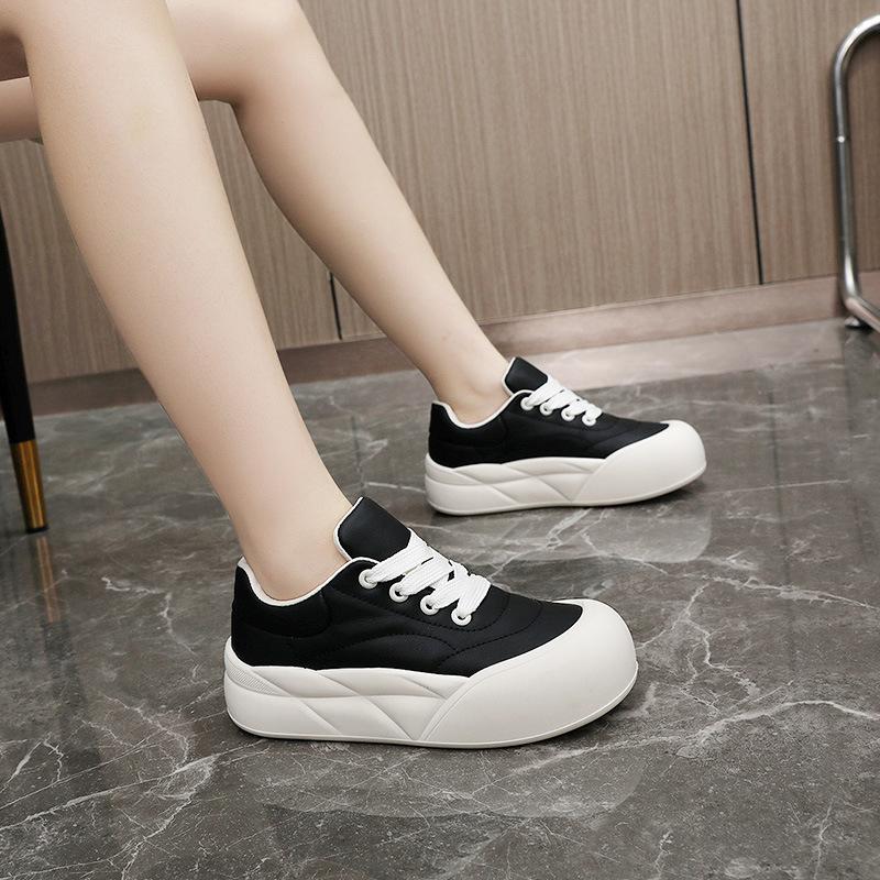 Br993 New  Spring and Summer Thick Sole Increased Casual Women's Shoes Korean Style Students' Skateboard Shoes round Head Breathable Street Shooting