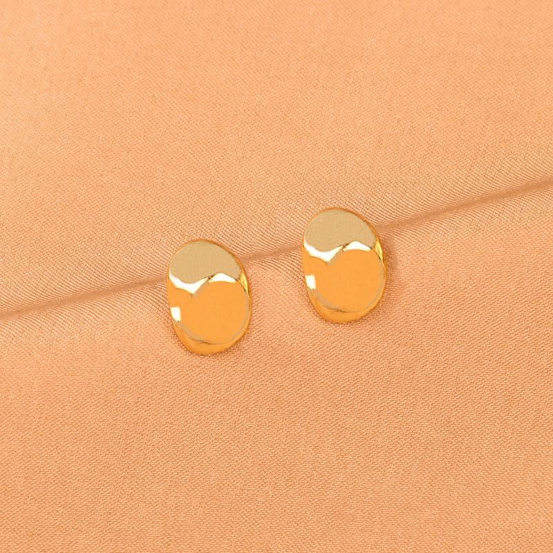 925 Silver Japanese-Korean Irregular Gold Stud Earrings - Minimalist and Versatile Design for Women