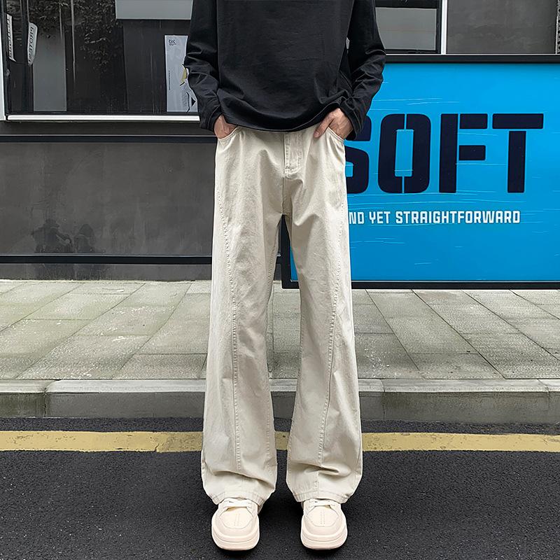 American Retro Summer and Autumn New Casual Pants Men's Pure Cotton Versatile Washed Old Loose Wide-leg Straight Pants