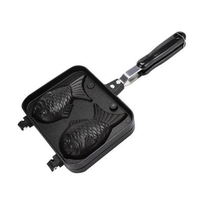 Kitchen Japanese Taiyaki Double Fish Shaped Hot Dessert Waffle Cake Maker Pan Japanese Pancake Double Pan Fry Pan Waffle Molds