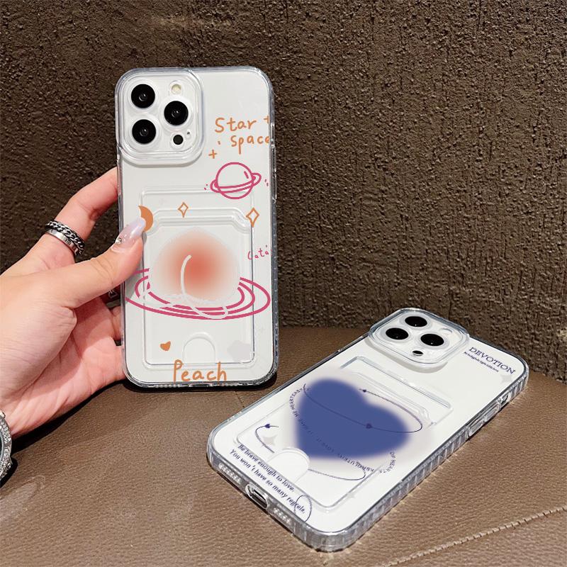 Card Slot Holder Silicone Wallet Pocket Case For Oppo Reno 12F 13F Xiaomi Redmi Note 14 13 Samsung A54 A24 A34 iPhone 13 17 Cover Clear Phone Bumper