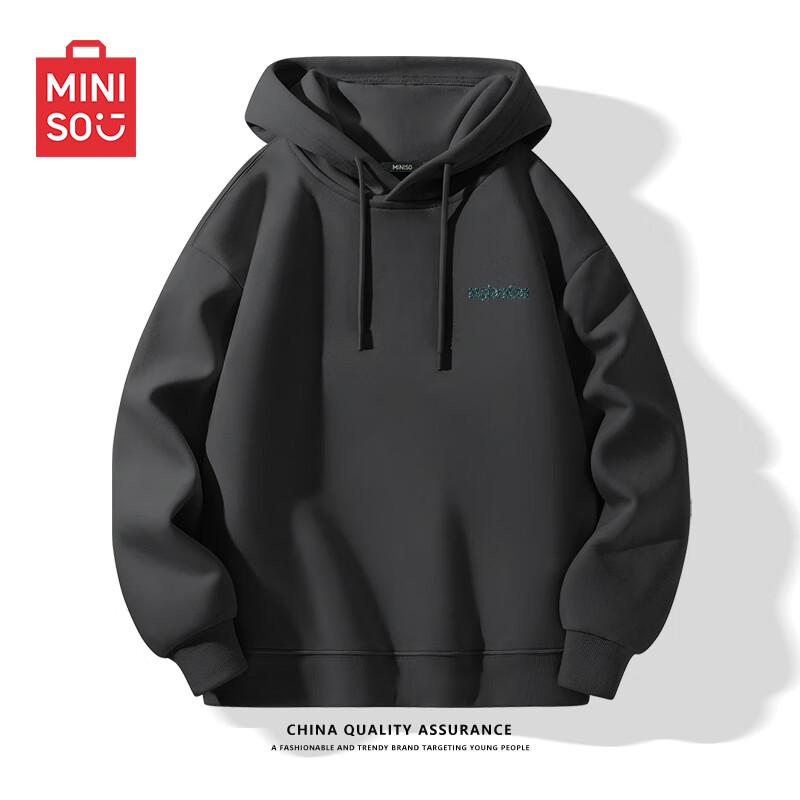 

MINISO Men s Loose Hooded Letter Print Sweatshirt 5XL