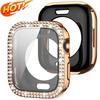 Diamant-Stoßfänger + Displayschutz für Apple Watch Hülle 44 45 41 40 42 46 Bling-Glas + Abdeckung für Iwatch S11 10 9 8 7 6 5 SE