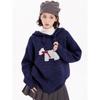 Grey Puppy Pullover Hooded Knitwear Women's Autumn New Thickened Retro Lazy Style Loose Sweater