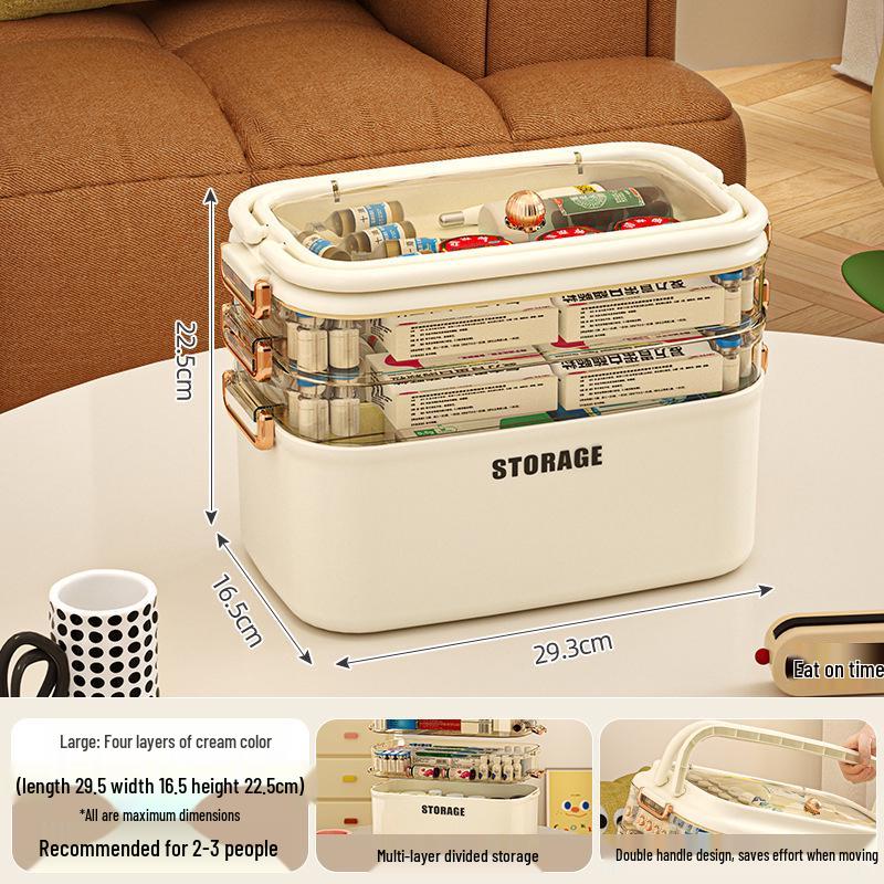 Large Capacity Multi-Layer Family Medicine Storage Box for First Aid and Medication Organization