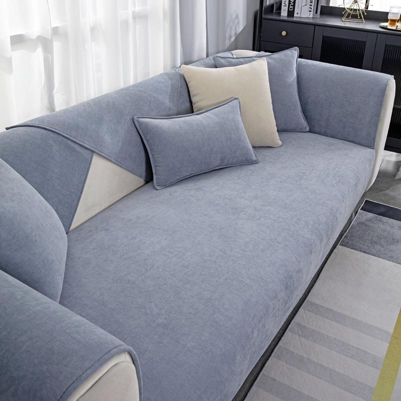 Ensfarget sofahåndkle for stue Chenille sofa Pute Sofatrekk Moderne Minimalistisk Hjørnesofatrekk Multi-størrelser