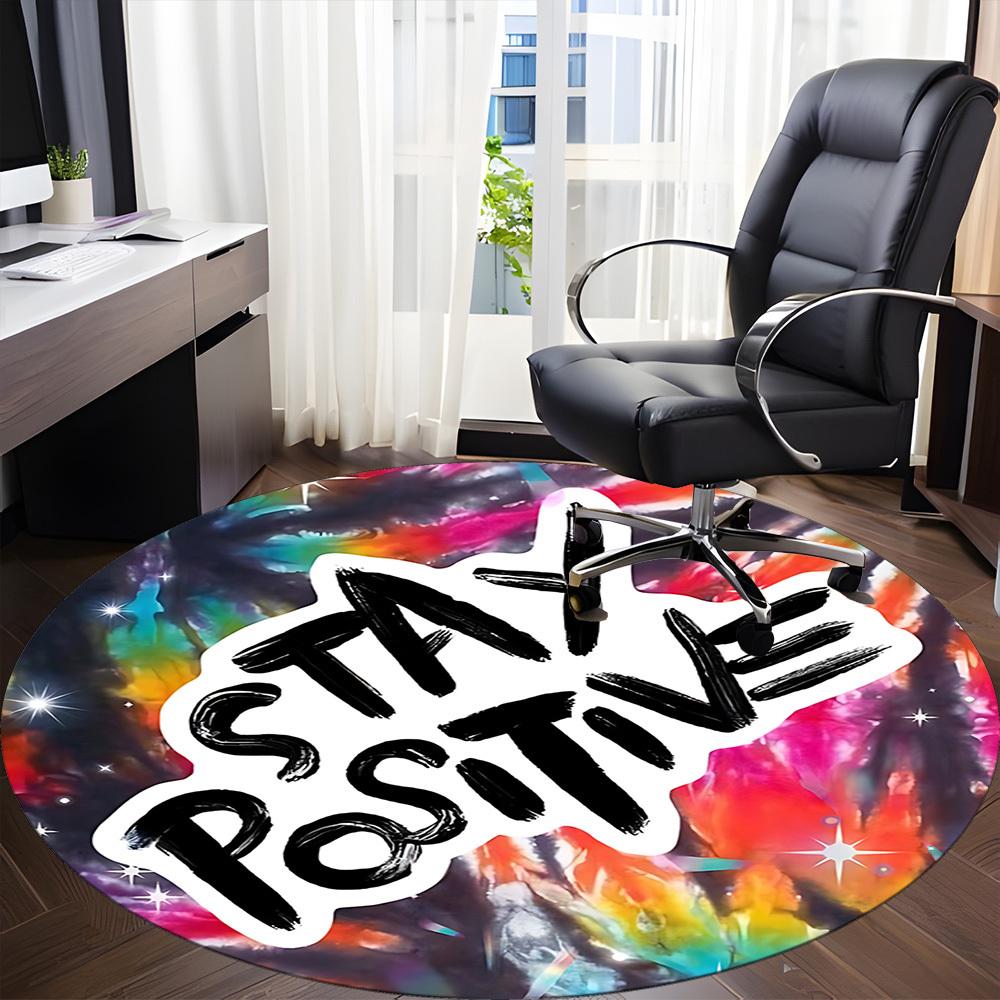 1pc Positive Vibe Chair Carpet for Office, Indoor Non Slip Washable Polyester Fiber Carpet,