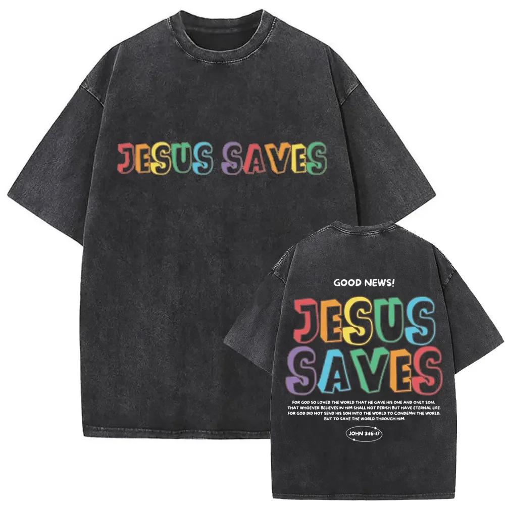 Christian Religious Jesus Forgive Them Father Vintage Washed T Shirt Men Women Gothic Rock Oversized T-shirts Male
