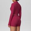 Women's Slim Fit Zip-Up Jacket & High-Waist Butt-Lifting Shorts Yoga Set