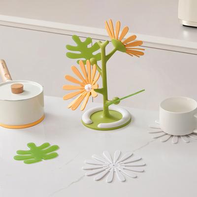 1 Set Flower Coaster Heat-Resistant Floral Theme Trivet Anti-scald Kitchen Countertop Pot Pan Coffee Tea Cup Holder Dining Table Decoration