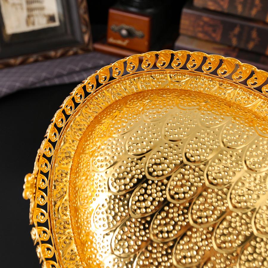 Light Luxury Metal Oval Household Living Room Fruit Plate Creative Dried Fruit Plate Storage Plate Metal Handicraft Ornament