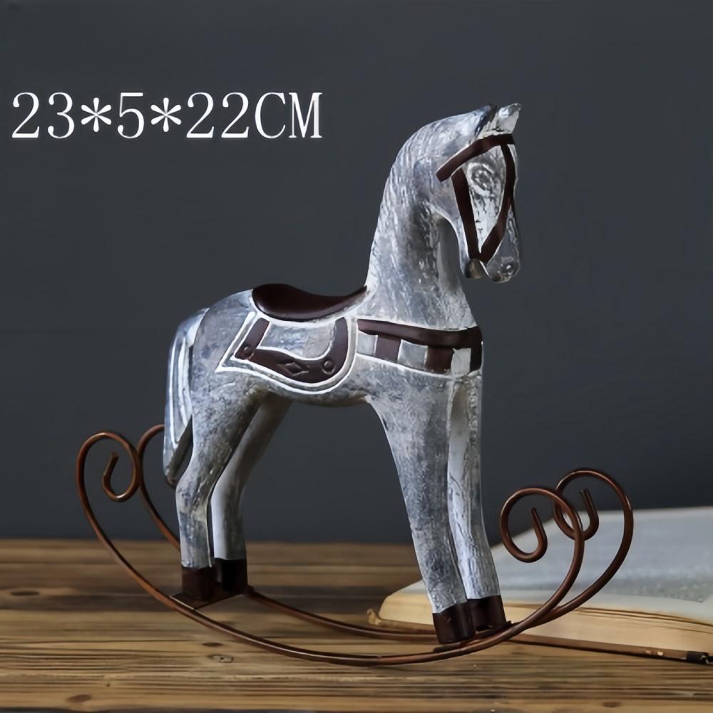 Vánoční Dekorace Kreativní Vyřezávaný Dřevěný Houpací Kůň Retro Dřevěný Třesoucí se Kůň Socha Domácí Stolní Dekorace Ozdoby Rekvizita