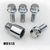 Locking Wheel Bolts M12 x 1.5 Nuts Chrome Alloy Wheel Lug Stud Taper Seat For BMW MINI Vauxhall Corsa Nissan