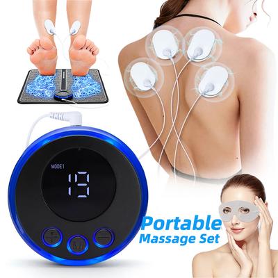 Masajeador de pies, juego de masaje recargable para ojos, espalda, piernas, EMS, Estimulador muscular, masaje ocular, relaja tu cuerpo, mejora la circulación