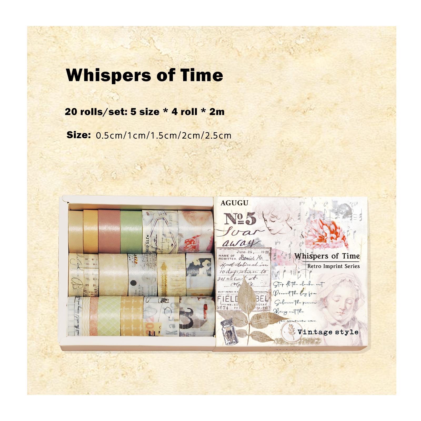 

20 штук Vintage Imprint Washi Tape Set Retro Style Letters Art Adhesive Maлярська стрічка Наклейки для альбому Щоденник Декорація