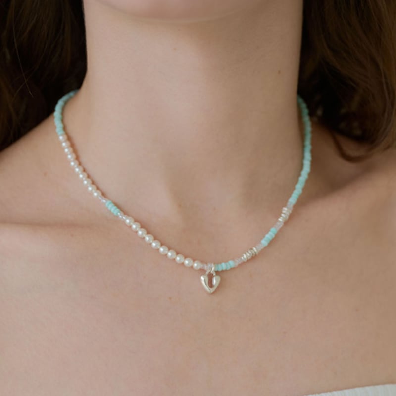 

XI`ANN Embrace skyblue beads N Embrace bead necklace (sky blue) Silver 36cm + 4cm (extra ring)
