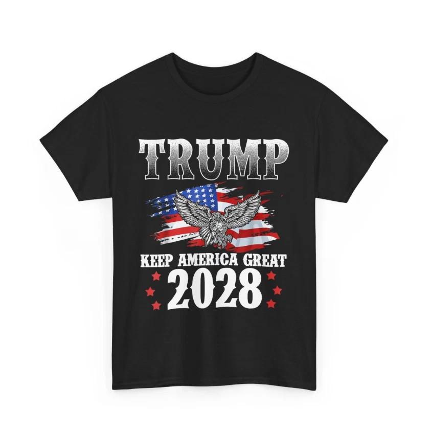 Trump 2028 Shirt Keep America Great American Flag Trump 2028 T-Shirt L