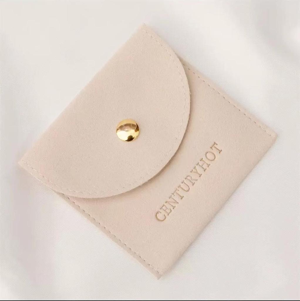 Luxury Microfiber Jewelry Bag with Snap Button for Necklaces, Rings, Earrings - Dustproof Accessory Storage.