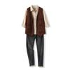 Men's suit pointed corner casual corduroy vest new autumn and winter trend vest loose coat men 7922