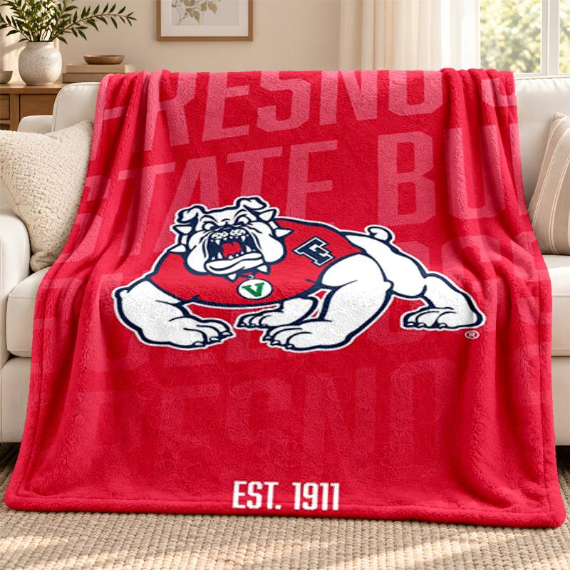 Fresno State Bulldogs blanket Flannel Blanket Soft Cozy Plush Throw for Sofa Bed Lightweight Home Decoration Outdoor camping