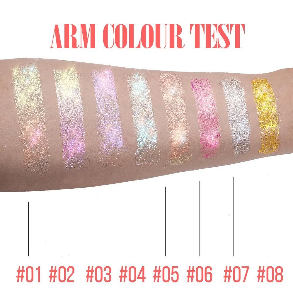 Paillettes roulantes Gel pailleté Peinture pour le visage et le corps Brillant liquide nacré Fard à paupières Illumine la scène Maquillage Décoration